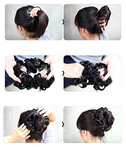 [Australia] - PRETTYSHOP Hairpiece Scrunchy Updo Bridal Hairstyle Voluminous Slightly Wavy Messy Bun Black G1E black #1 G1E 