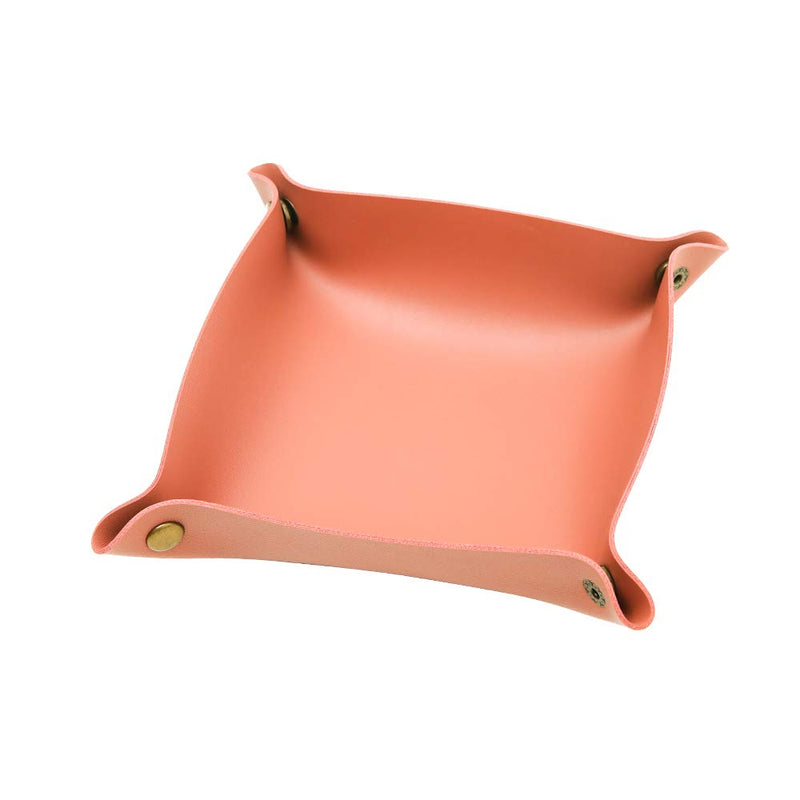 [Australia] - Leather Jewelry Tray Watch Coin Change Key Phone Catchall Valet Tray for Storage Nightstand Organizer (Pink) Pink 