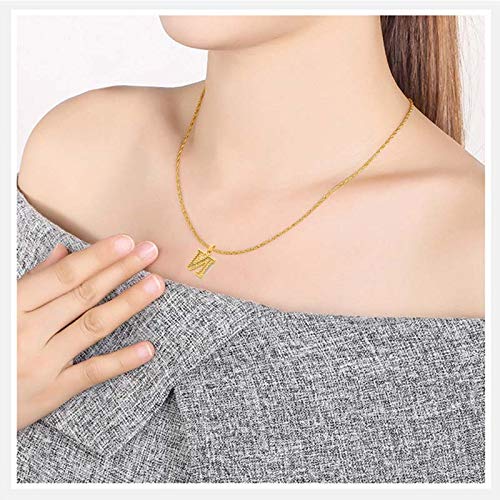[Australia] - Yellow 18K Gold Plated Initial Letter Necklace, 2PCS A-Z Capital Letter Charm Pendant for Men Women Girls N 