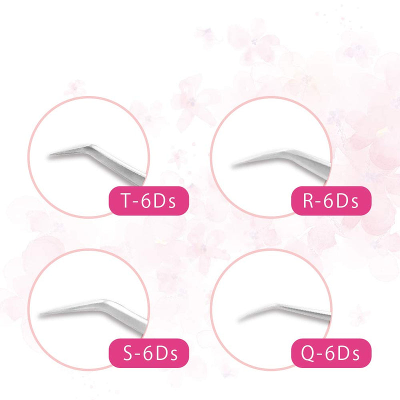 [Australia] - JOVISA Made In Japan Eyelash Extension Tweezers for Mega Volume And 3D 6D Mink Eyelash, SUS 304 Stainless Steel Straight Angled Tip False Eyelash Extension Supplies (R-6Ds) R-6DS 