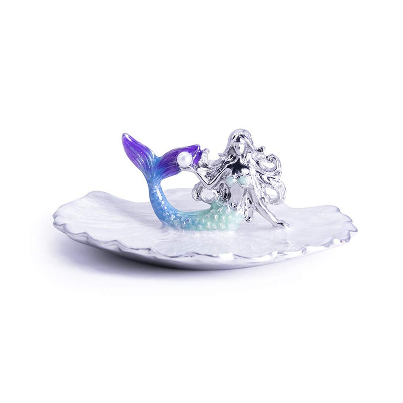 [Australia] - Jewelry Tray Ring Display Holder Mermaid Trinket Dish Home Decorative Plate For Earrings Necklace Bracelet Organizer Display (Blue&Purple) Blue&Purple 