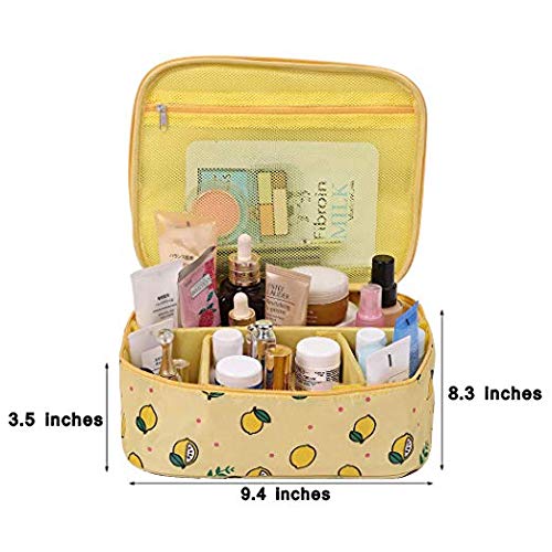 [Australia] - Cosmetic Bags, URBEST Portable Travel Makeup Cosmetic Bag Organizer Multifunction Case for Women Lemon Pattern (Yellow) Yellow 