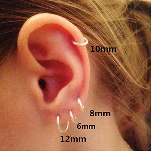 [Australia] - Silver Hoop Earrings for Women-3 pairs of Hypoallergenic earrings Sterling Silver Hoop Earrings Small Hoop Earrings Sets for Women Teens Girls (6mm/8mm/10mm/12mm) 1Silver-3 pairs 6mm 
