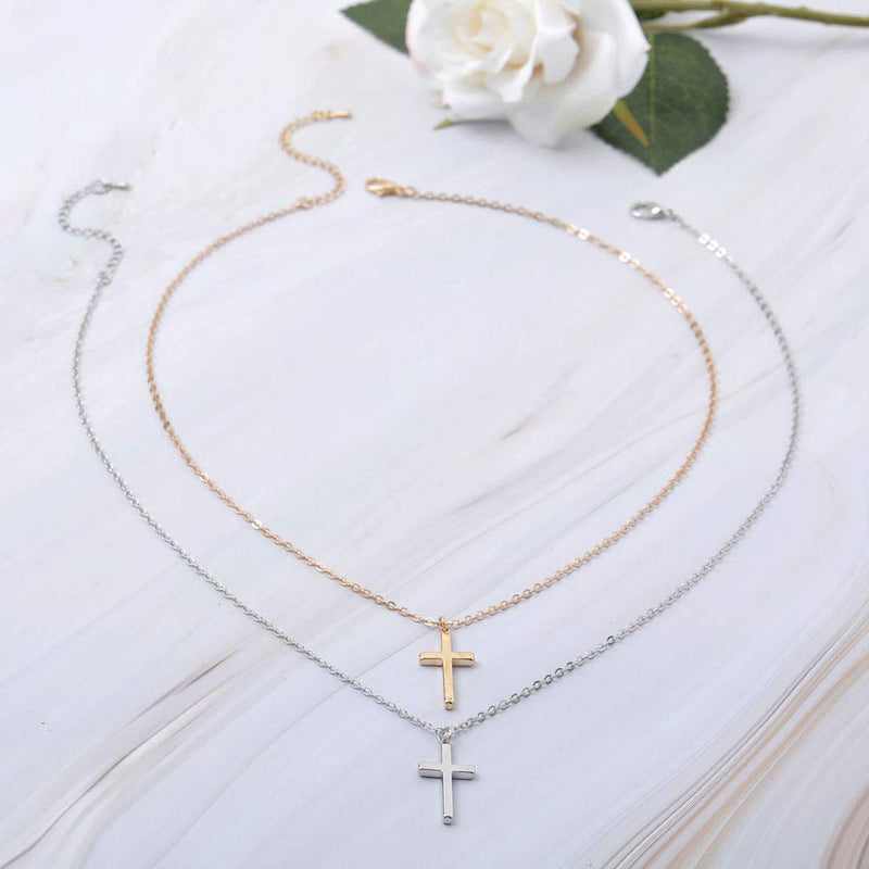 [Australia] - Adflyco Simple Cross Necklace Jesus Pendant Necklaces Chain Jewelry Adjustable for Women and Girls (Silver) Silver 