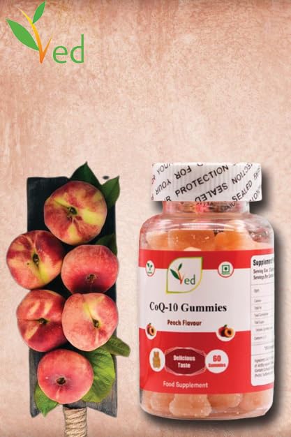 [Australia] - Ved Co Enzyme Q10 Gummies | Support Healthy Heart and Muscles , Promote Cellular Energy, Super Antioxdiant | Vegetarian & Vegan for Men and Women- 60 Chews 30 Days� Supply 