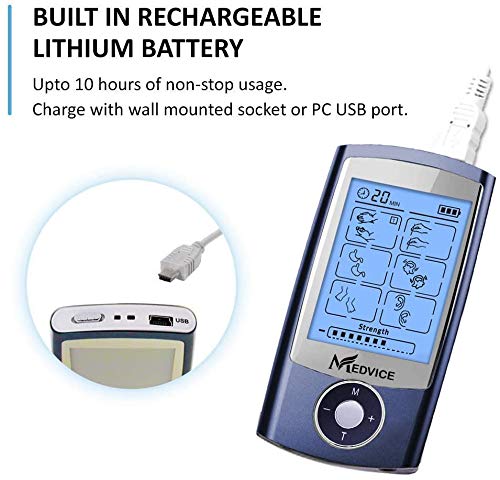 [Australia] - MEDVICE Rechargeable Tens Unit Muscle Stimulator, 2nd Gen 16 Modes & 8 Upgraded Pads for Natural Pain Relief & Management, FDA Cleared Electric Pulse Impulse Mini Massager Machine 