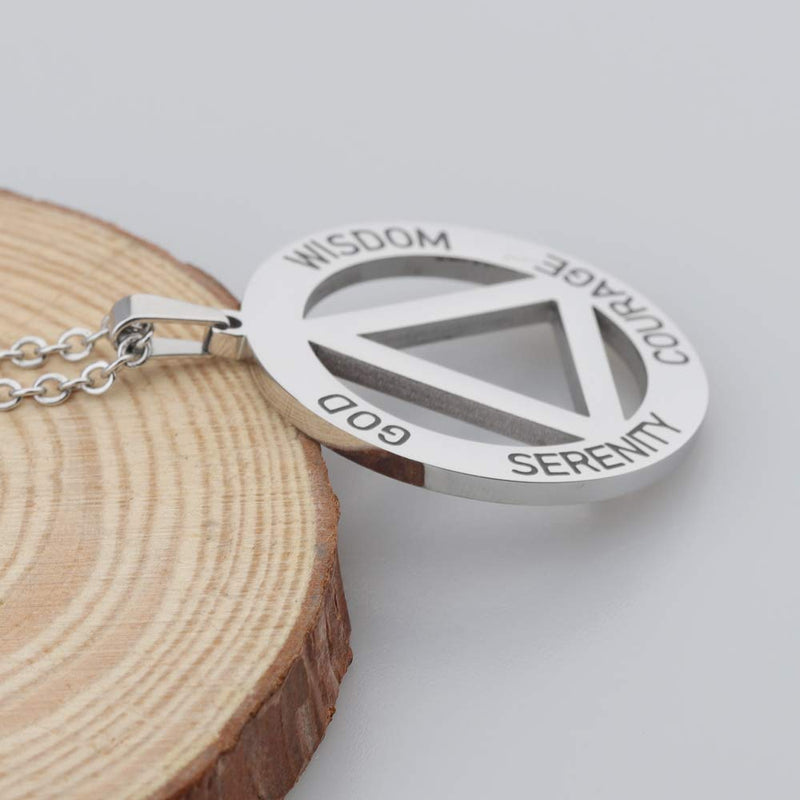 [Australia] - Serenity Prayer AA Recovery Necklace Keychain Serenity Courage Wisdom Sobriety Gift Necklace S 