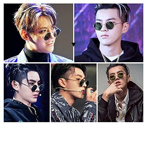 [Australia] - ADEWU Round Sunglasses Vintage Street Style Eyewear with Thin Metal Rim Men Women Gold(frame)+gray(lens) 