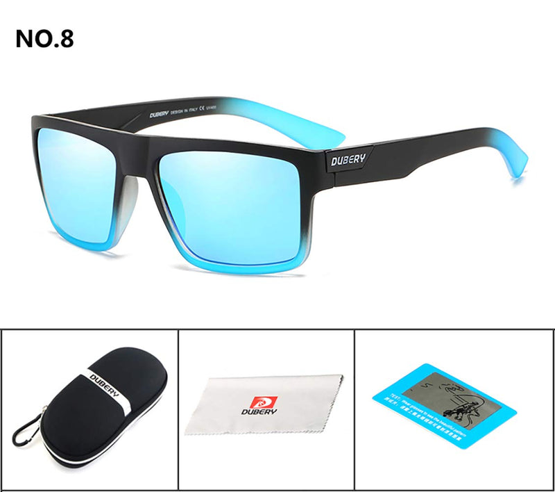 [Australia] - DUBERY Mens Sport Polarized Sunglasses Outdoor Riding Square Windproof Eyewear D918 Black&azure/Azure 