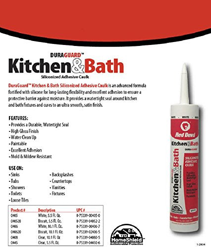 [Australia] - Red Devil 0405 Duraguard Kitchen & Bath Siliconized Acrylic Caulk, 5.5 oz, White 5.5 oz. 1 - Pack 