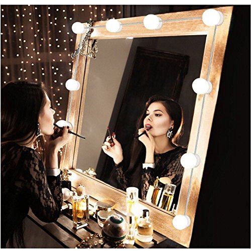 [Australia] - Mirror Lights, UNIFUN Hollywood Style LED Makeup Mirror Lights with 10 Dimmable Bulbs, USB Powered Flexible Lighting Fixture for Bathroom, Makeup Dressing Table (Mirror Not Include) One Color 