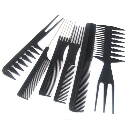 [Australia] - Accessotech 10 Piece Salon Hair Styling Hairdressing Hairdresser Barbers Plastic Combs Set 