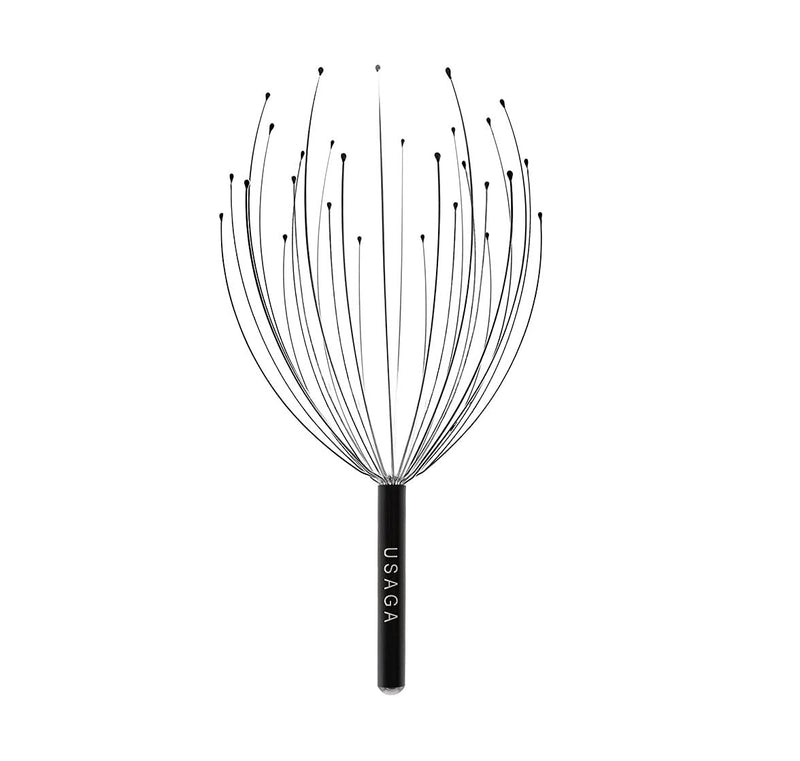 [Australia] - USAGA 28 Finger Head Scratcher, Head Massager, Scalp Massager, Head Whisk Massager, Wire Massager for Head Hair Body Massage and Stress Relax (Black) Black 