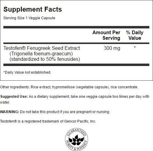 [Australia] - Swanson Testofen Fenugreek Extract - Ayurvedic Herbal Supplement Promoting Hormone Support for Men and Women - (60 Veggie Capsules, 300mg Each) 