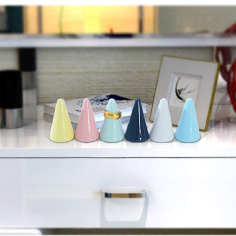 [Australia] - V-House Pack of 3 Ceramic Cone Ring Holder Tower Display Stand for Jewelry (White) White 