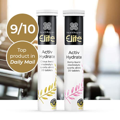 [Australia] - Healthspan Elite Activ Hydrate (40 Effervescent Tablets) | Citrus | All Blacks Official Partner | Calcium, Magnesium, Potassium & Sodium | Hydrate & Replenish Minerals | Vegan 