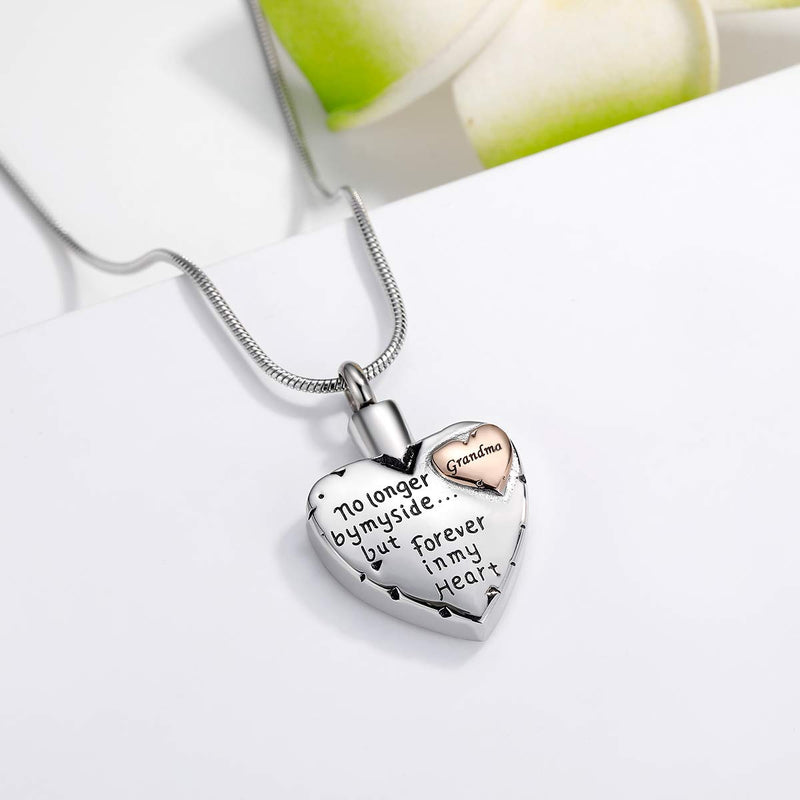 [Australia] - Cremation Jewelry for Ashes -No Longer By My Side Forever in My Heart Urn Pendant Necklace for Ashes Grandma Grandpa Mom Dad Papa Nana Brother Sister 