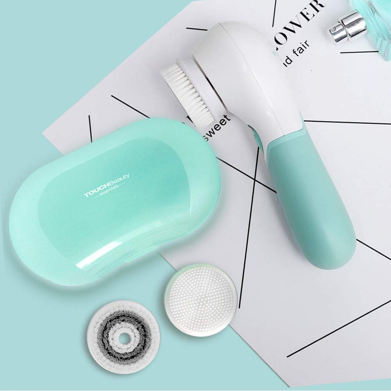 [Australia] - TOUCHBeauty Facial Cleansing Brush with Travel Case Deep Pore Spin Brushes for Oil/Sensitive/dry Skin, Waterproof Skin Cleansing Exfoliating Massaging Device Battery Powered TB-14838 