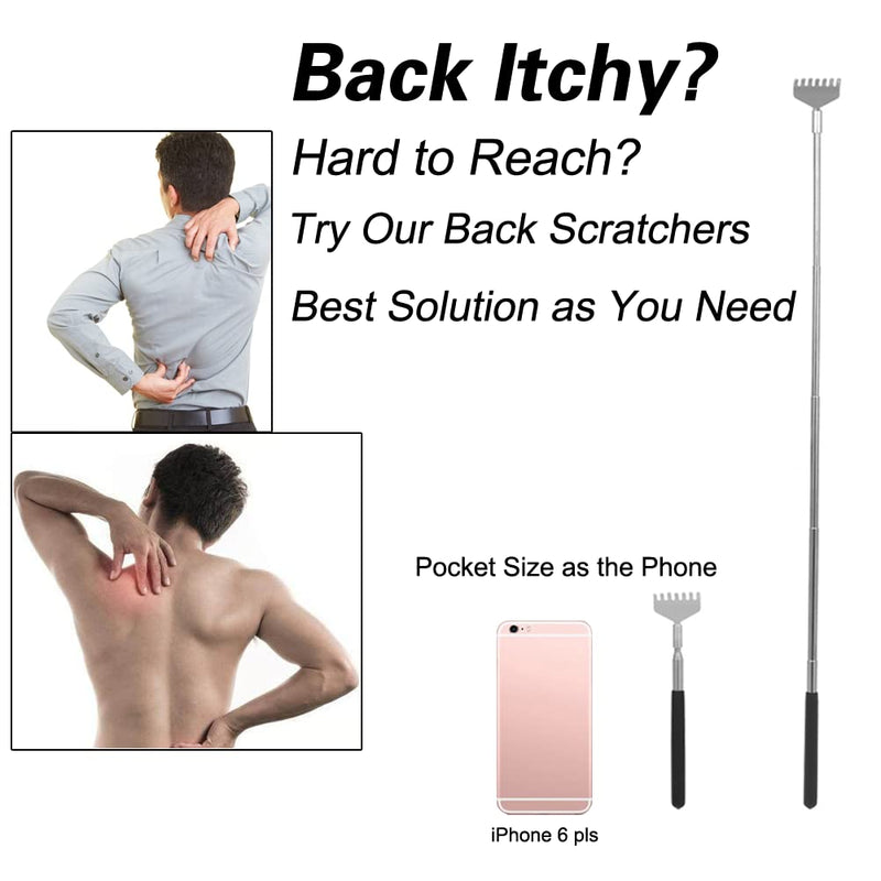 [Australia] - Snowyee Backscratchers, Back Scratcher for Women Men 3PCS Includes Bear Claw Hand and Eagle Claw kit Telescoping with Adjustable (Black) Metal-black-3pcs 3 Piece Assortment 