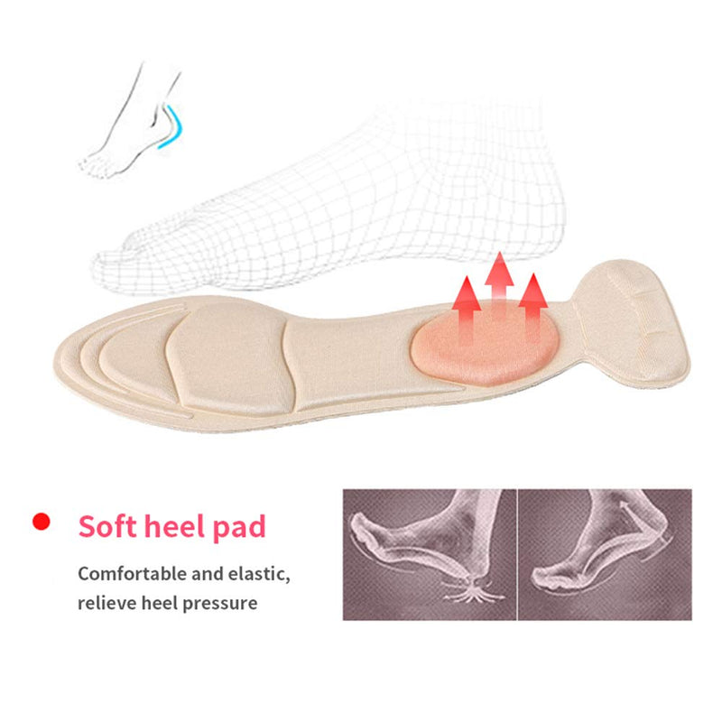 [Australia] - [3 Pairs] Heel Insoles Sponge Shoes Pads with Heel Grips Inserts Heel Cushion Inserts Comfort Shoe Insoles for Loose Shoes Big Shoes, Feet Pain Relief, Women 5-9 Flesh Pointed (Flesh Round) Flesh Round 