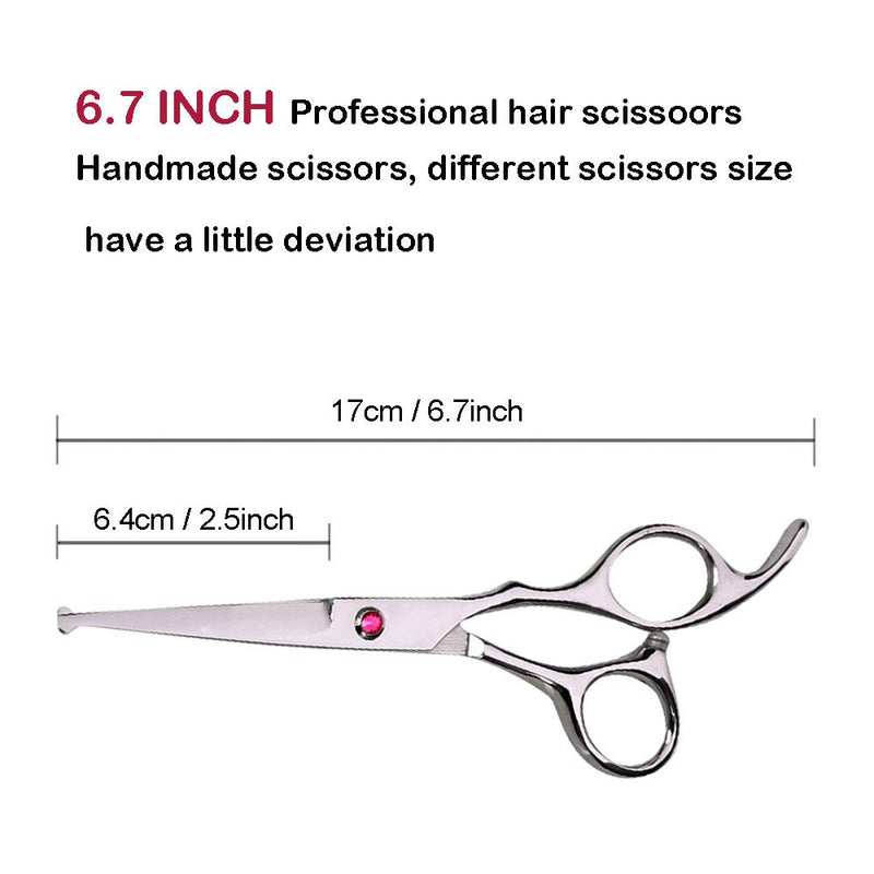 [Australia] - Hair Cutting Scissors Set Professional Kids/Women/Men 6.5 inch Saftey Round Head Hair cut Scissors Kit with Cutting Scissors Thinning Scissors Hairdressing Shears Set for Barber Salon （red） Red 