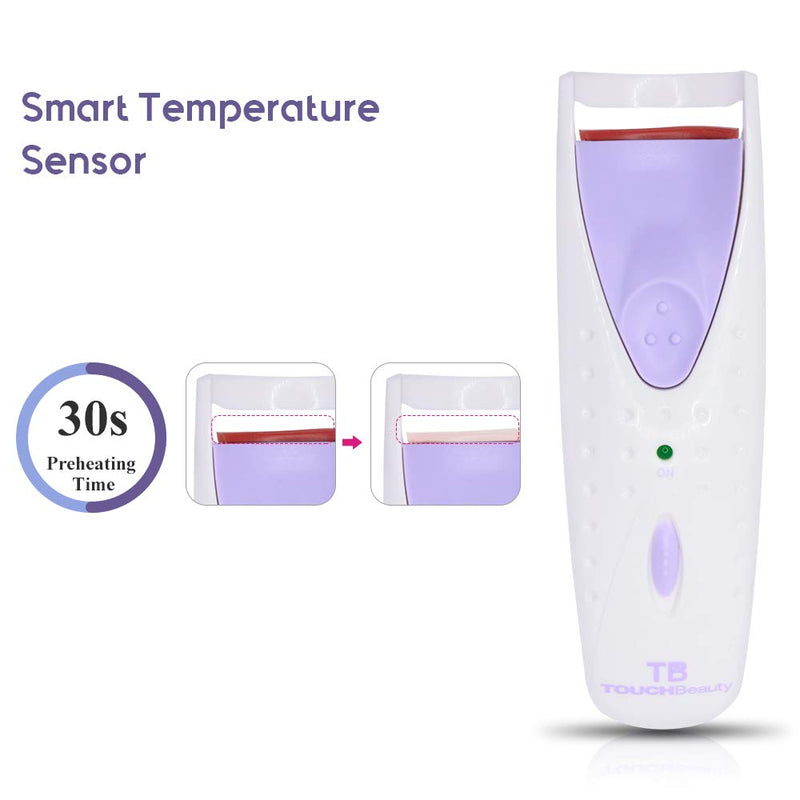 [Australia] - TOUCHBeauty Professional Heated Eyelash Curler with Silicone Refill Pad Curling Tool for Women Long Lasting Naturally Eyelashes TB-2003 Purple 