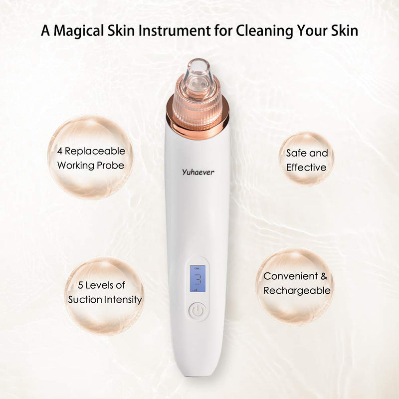 [Australia] - yuhaever Pore Cleaner Kit 5 Model & 4 Changeable Probes - Rechargeable Blackhead Remover Vacuum with Strong Suction & LCD Display - for Face & Nose & Skin Scrubber (5 Model) 