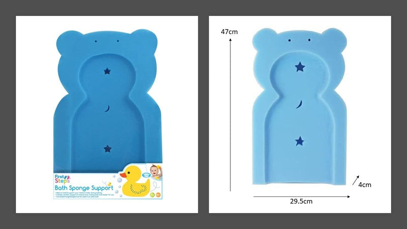 [Australia] - First Steps Baby Bath Time Bath Tub Support Sponge in Teddy Bear Shape for Babies from Newborn Blue 