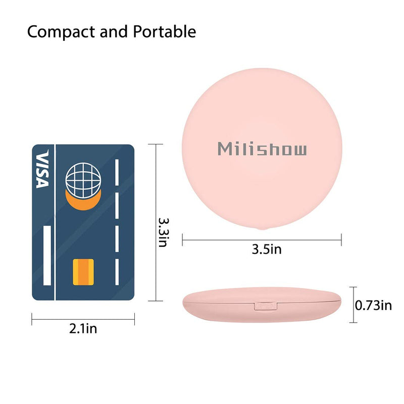 [Australia] - Milishow Travel Mirror with LED Lighted,1x/10x Magnification Compact Mirror with Light, 2-Sided Illuminated Folding Round Mirror, Handheld Pocket Makeup Mirror (Pink) Pink 1pc 