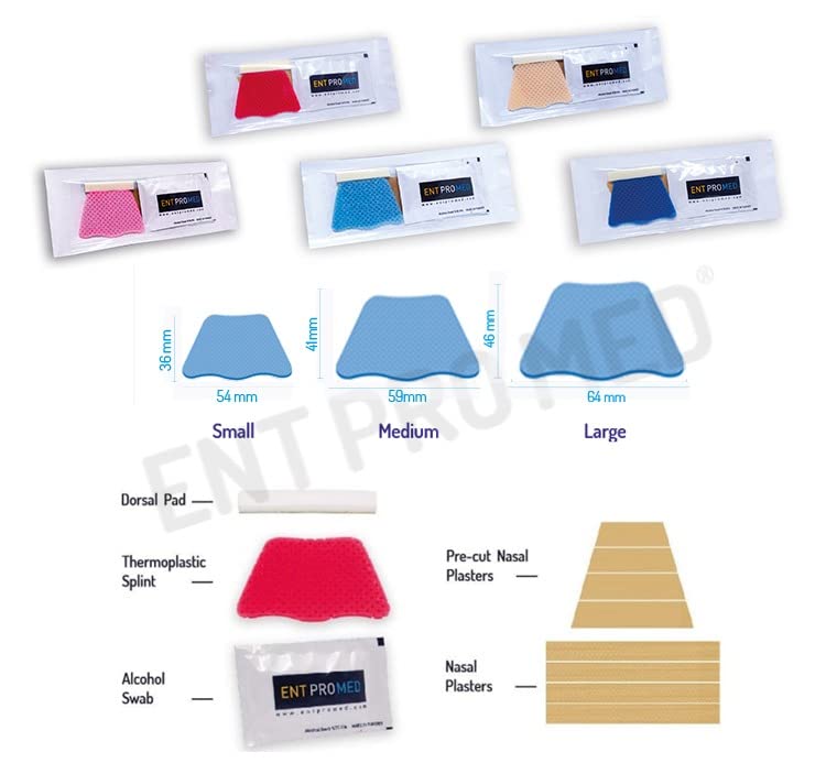 [Australia] - Thermoplastic External Nasal Splint - Pink Colour - a Kit, Post Nasal Surgery, Rhinoplasty, Septoplasty, ENT Product. (Small 36mm x 54mm) Small 36mm x 54mm 