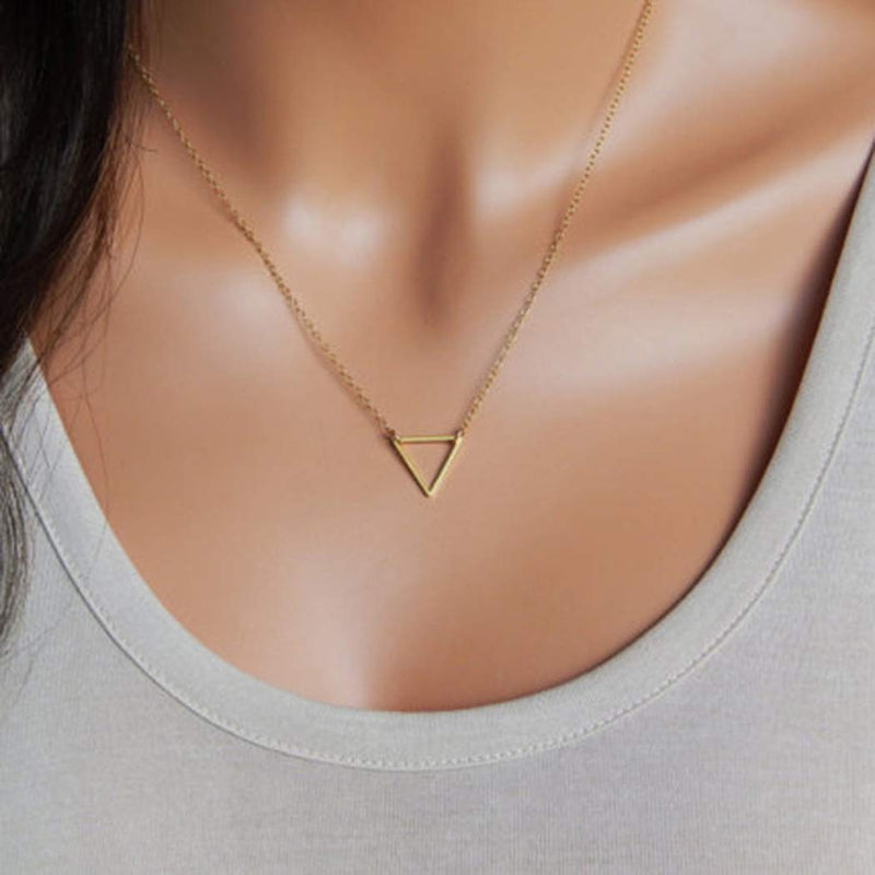 [Australia] - Jozape Simple Short Necklace Hallow Triangle Necklace Jewelry Chain for Women and Girls (Gold) Gold 