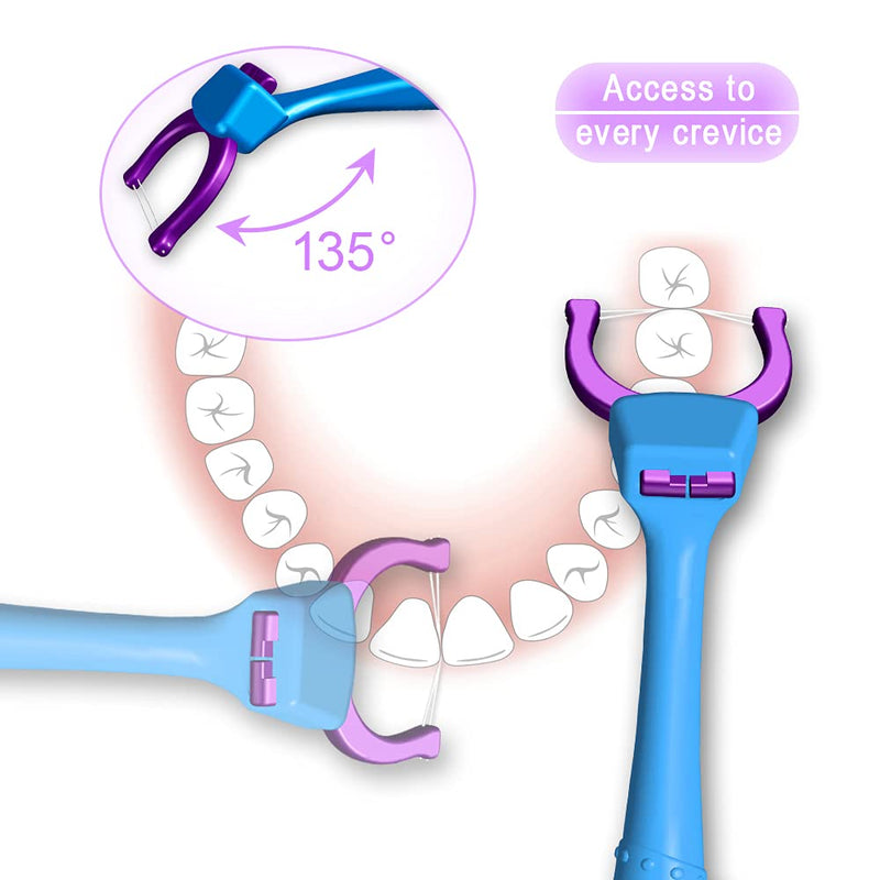[Australia] - TEEsmile Evolutionary Clean Dental Flossers, Kit of Handle(s) Plus Refillable Heads (2 Long Handles, +200 Tightened 2-Strand Refills) 202 Piece Set 