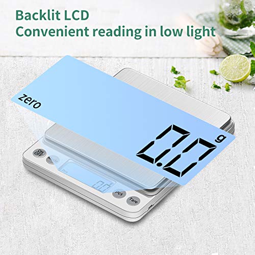 [Australia] - KUBEI Upgraded USB Charging Small Kitchen Scale, 3kg/0.1g Mini Food Electronic Scale, High Accuracy Cooking Scale, Pocket Scale with LCD Display 
