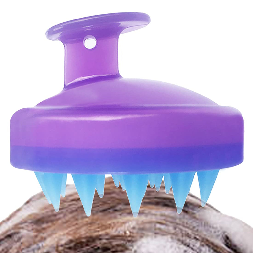 [Australia] - Hair Shampoo Brush,Scalp Massager Brush,Manual Head Scalp Massage Brush for Wet & Dry, Soft Silicone Bristles Care for The Scalp, Promote Hair Growth (Purple) Purple 