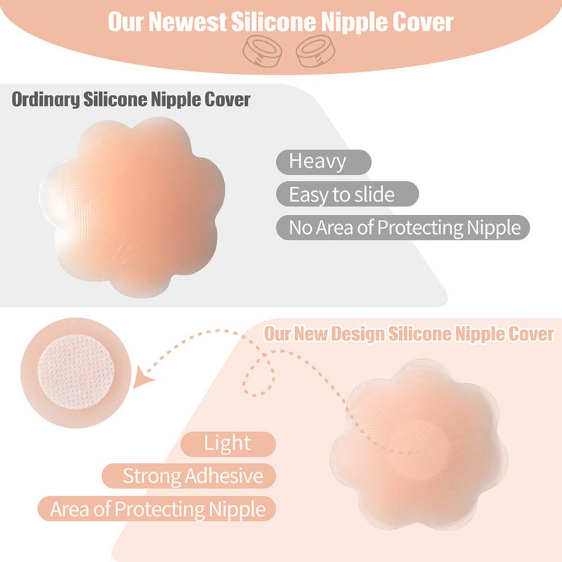 [Australia] - Okela XL Booytape Tape for Breast Lift with Reusable Silicone Nipplecovers, Invisible Bob Tape Breast Lift Tape for Large Breasts and Fashion Athletic Tape Kinesiology Tape Nude 