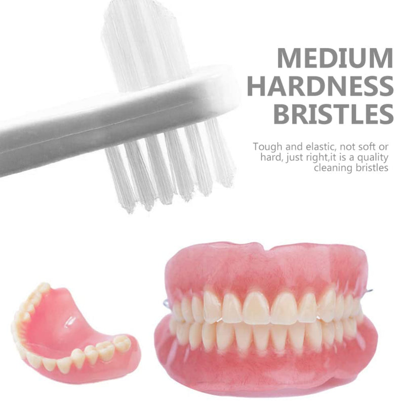 [Australia] - Healeved Denture Brush Dual Head 3pcs Small Hard Denture Cleaner Toothbrush False Teeth Cleaning Brush for Denture Care 