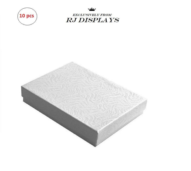 [Australia] - 10 Pack Cotton Filled Elegant White Color Jewelry, Gift and Retail Boxes 5.25 X 3.75 X 1 Inch Size 