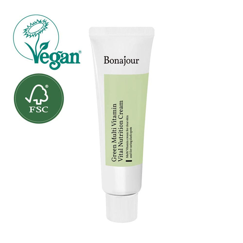 [Australia] - [BONAJOUR] Vegan Natural Green Multi Vitamin Moisturizing Cream for dark dry face - 70% Vitamin, Anti-aging & Brightening, Remove Dark Spot 1.7 fl.oz 