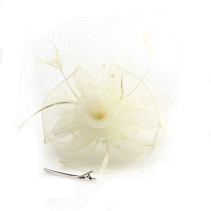 [Australia] - Fascinator Hat 20s Pillbox Hat Cocktail Tea Party Top Hat Derby Kentucky Wedding Headwear for Girls and Women B-beige 