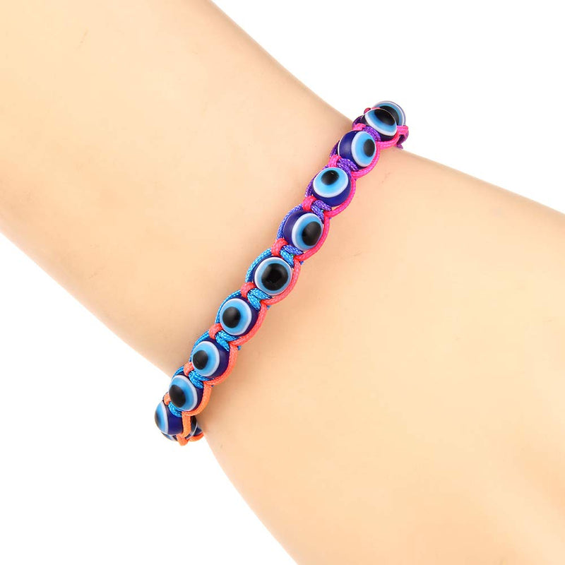 [Australia] - SUMMER LOVE Evil Eye Bead Bracelets Hand-Woven Ojo Turco Lucky Kabbalah Protection Nazar Amulet Bracelet Anklet for Women Kids Men black set 