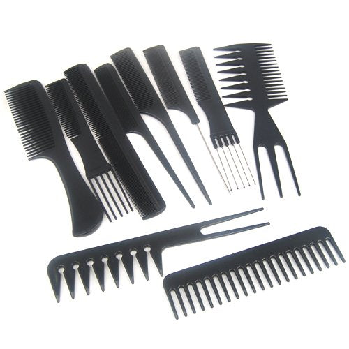 [Australia] - Accessotech 10 Piece Salon Hair Styling Hairdressing Hairdresser Barbers Plastic Combs Set 