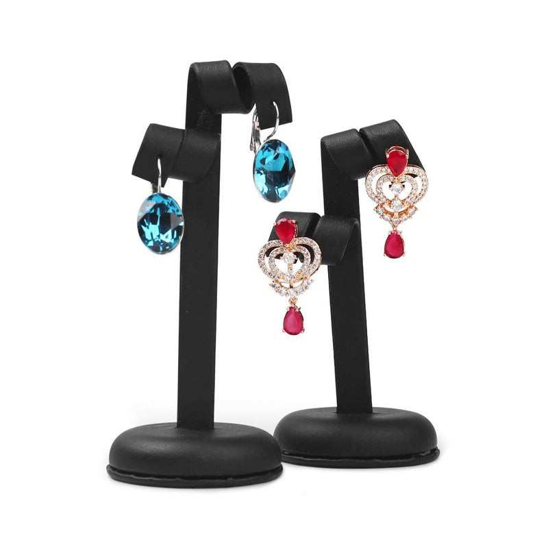 [Australia] - Oirlv 3 Premium Leather Earring Display Stand Showcase Earring Organizer Holder (Black) Black 