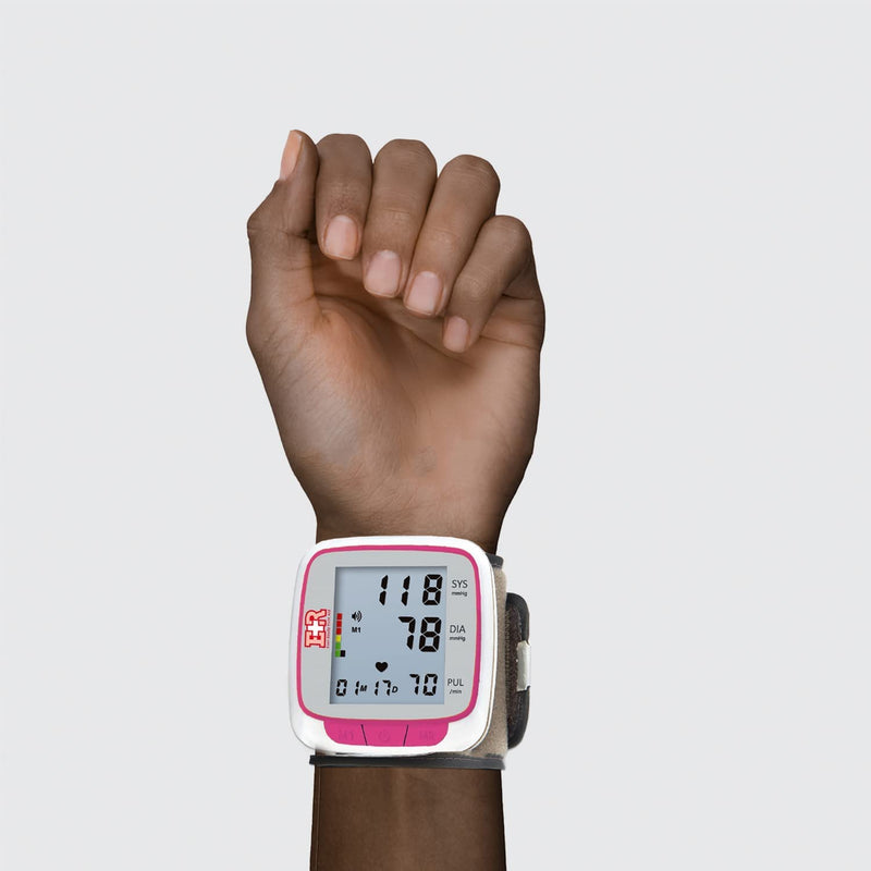 [Australia] - Ever Ready First Aid Fully Automatic Blood Pressure Wrist Cuff Watch Wearable Monitor - Pink- Batteries Included 