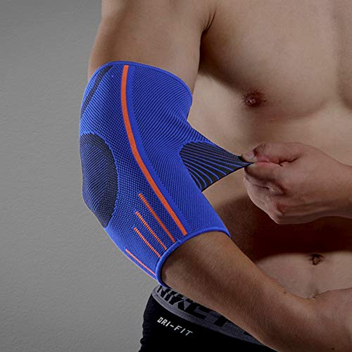 [Australia] - VITTO Elbow Support - Elbow Brace - Compression Arm Sleeve for Tendonitis - Arthritis - Best for Tennis Elbow - Golfers Elbow - Weightlifting (L, Blue, Single) L 1 