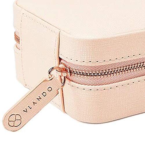 [Australia] - Vlando Small Travel Jewelry Box Organizer - Refined Carry-on Jewelries Necklaces Rings Earrings Necklace Storage Case, Pink 