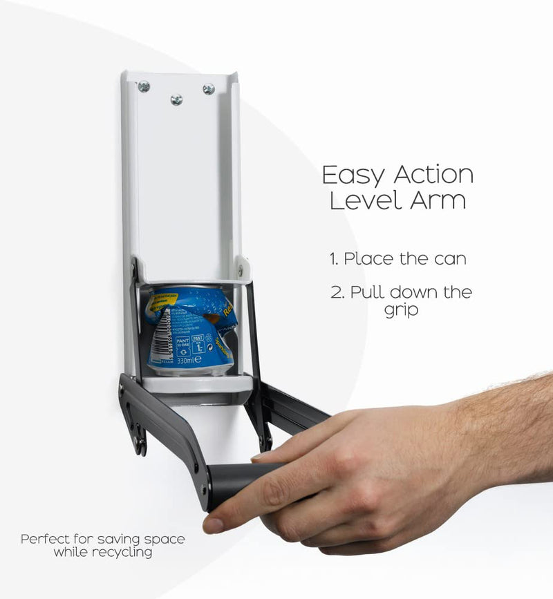 [Australia] - Straame Can Crusher for Beer 16oz/500ml, Wall Mounted Recycling Can Tool with Bottle Opener and Rubber Non-Slip Grip Handle Heavy Duty and Easy Set Up 