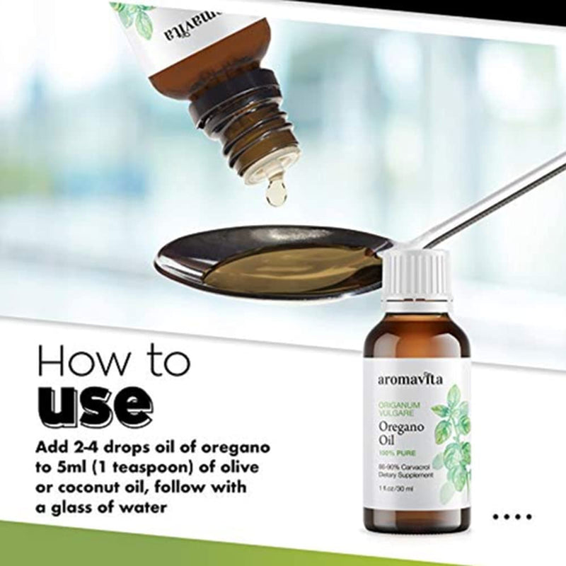 [Australia] - Aromavita Essential Oil of Oregano - 100% Pure Undiluted, Non GMO, Extra Strength Organic Greek Oregano Oil - Over 86% Carvacrol Oregano Extract, 30ML 