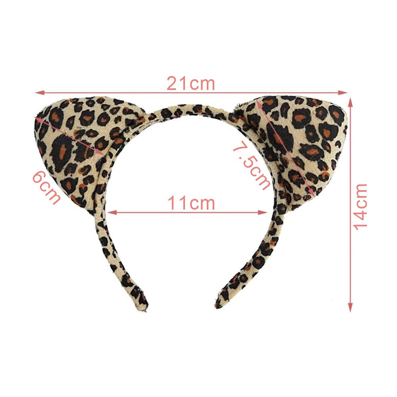 [Australia] - Set of 3 Pcs Animal Costume Set Leopard Ears Headband and Tail Bow Tie Childrens Performance Accessories for Fancy Dress Cosplay Party (Leopard) 