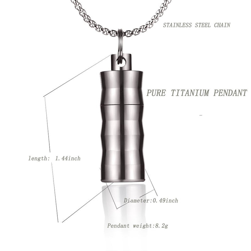 [Australia] - FOSIR Titanium Waterproof Cylinder Pendant Necklace for Mens Womens,Lightweight and Non-allergenic 