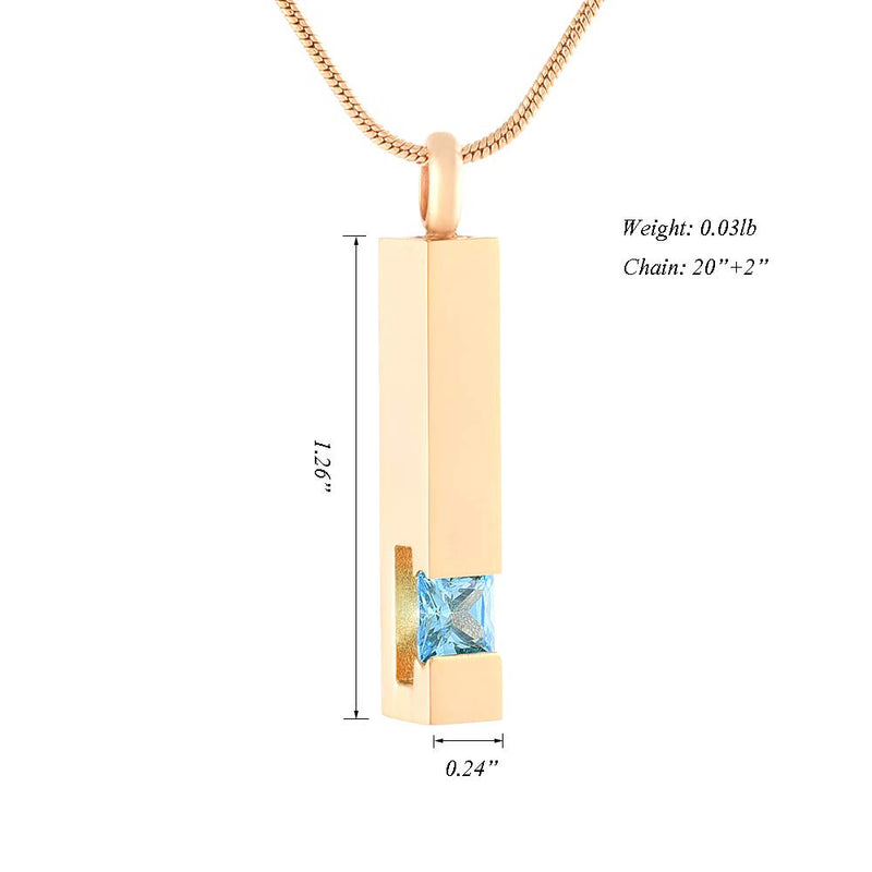 [Australia] - Inlay Multi-Colored Cubic Zircon Bar Keepsake Cremation Jewelry Stainless Steel Memorial Urn Pendant Necklace 